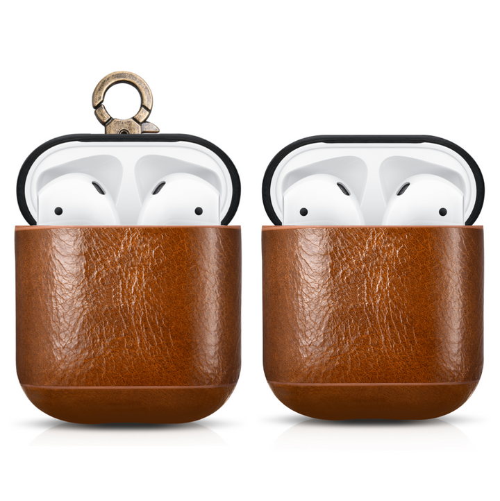 Luxury Premium Leather AirPods 1 & 2 Case - Light Brown