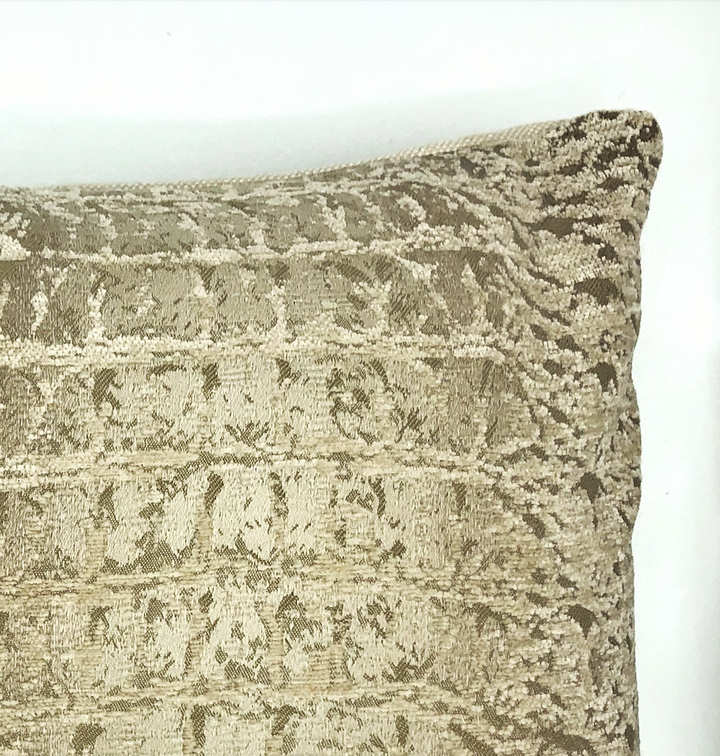 Beige Abstract Velvet Lumbar Pillow