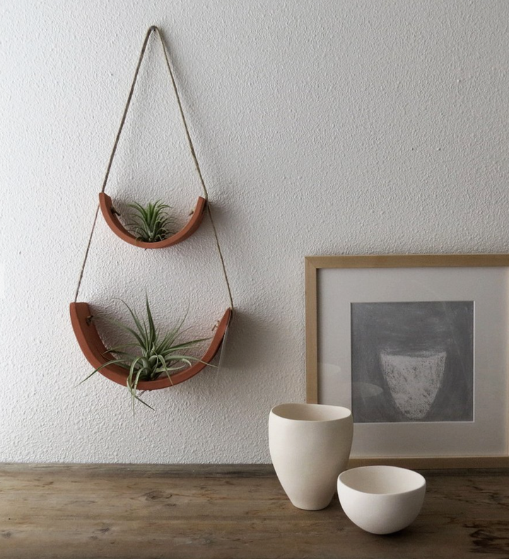 Terracotta Ceramic Hanging Air Plant Cradle - Small