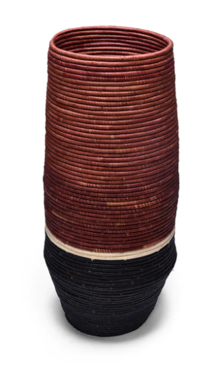 Tall Dipped Black & Copper Floor Vase