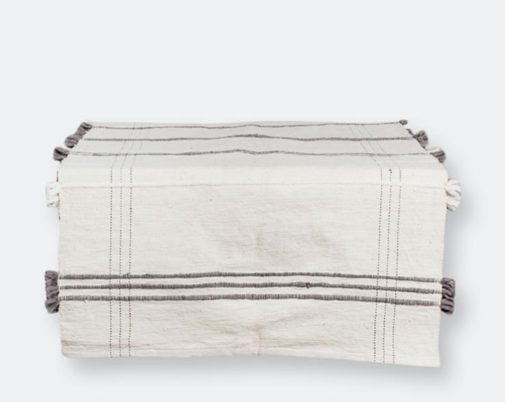 Ribbons Grey Cotton Table Runner