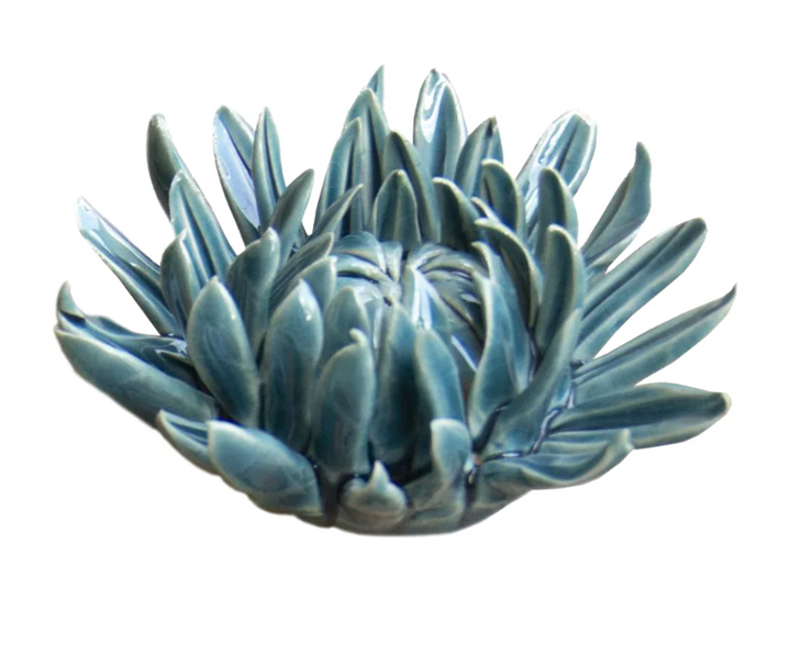 Teal Mum Ceramic Flower