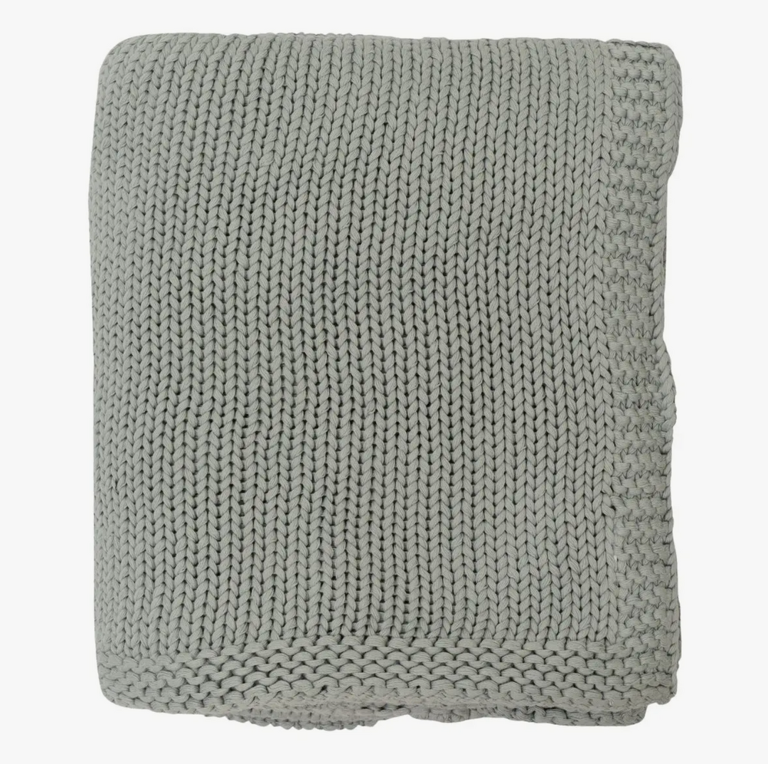 Harmony Cotton Knit Throw in Natural or Gray