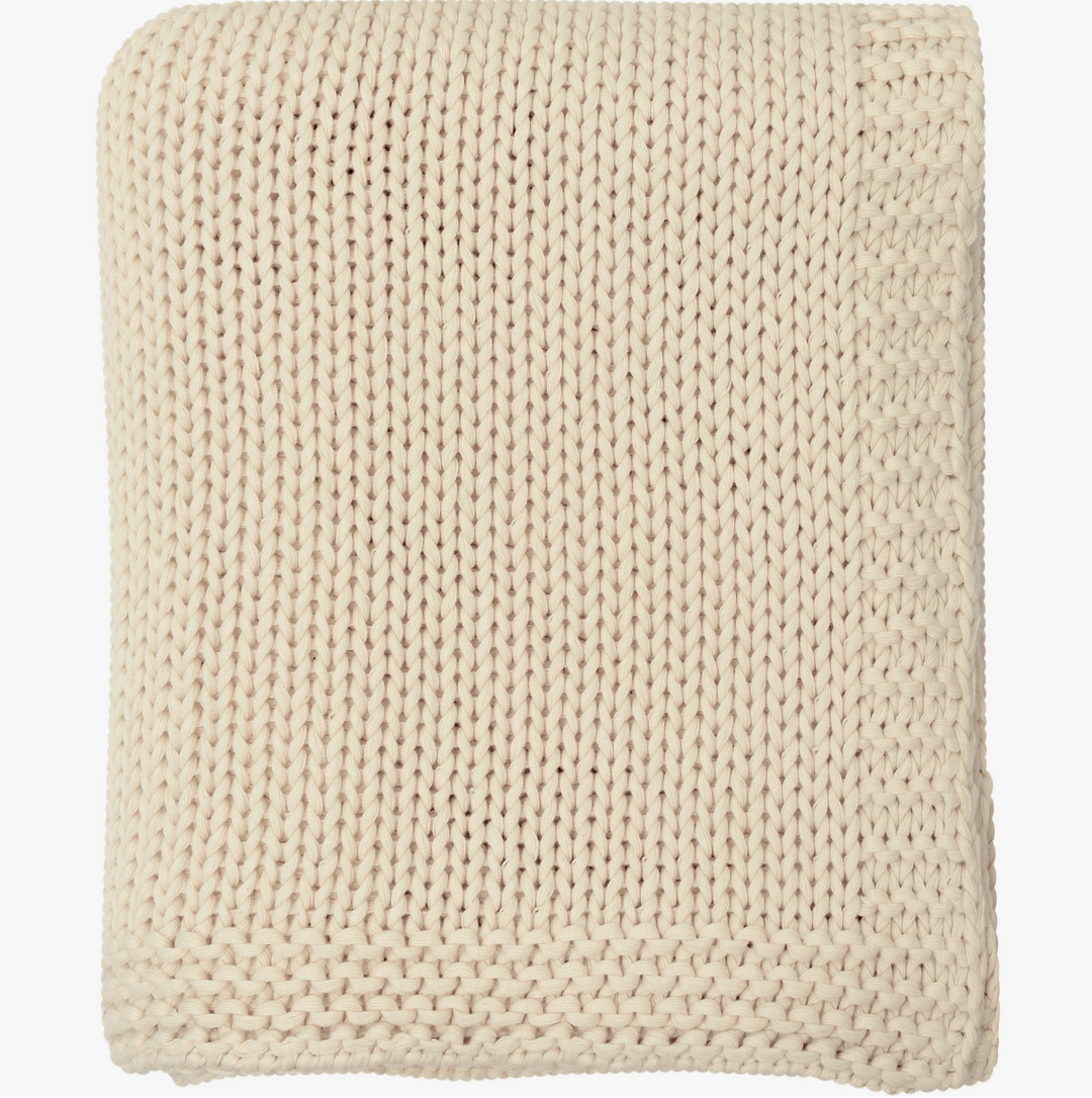 Harmony Cotton Knit Throw in Natural or Gray