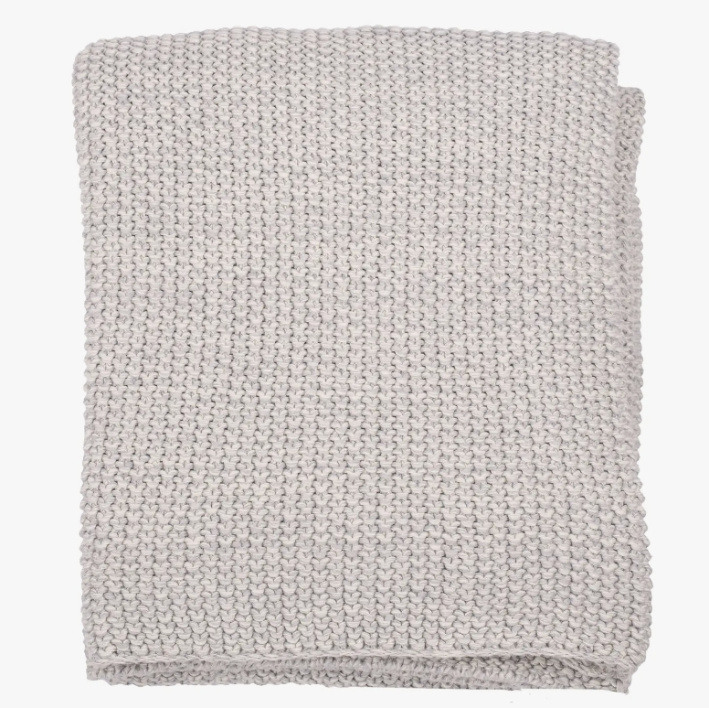 Motley Moss Cotton Knit Throw in Soft Gray or Neutral