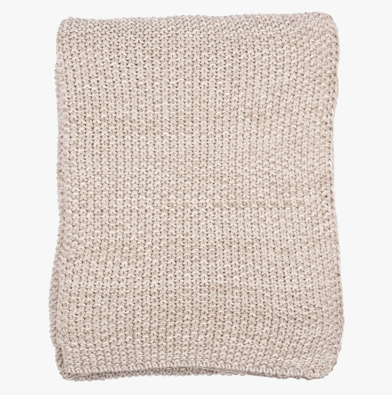 Motley Moss Cotton Knit Throw in Soft Gray or Neutral