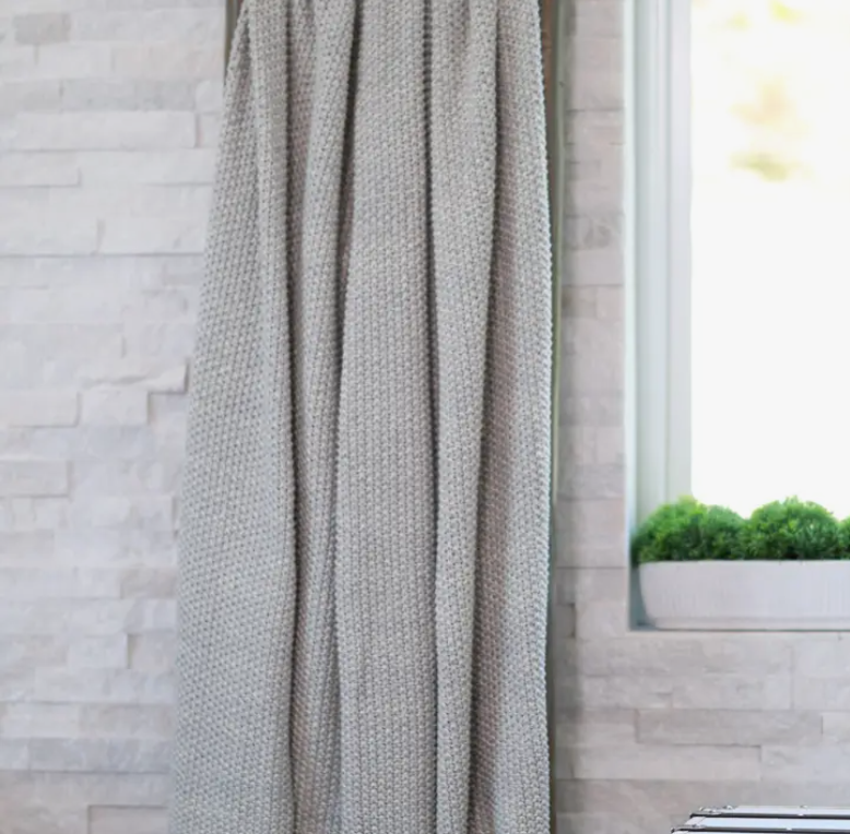 Motley Moss Cotton Knit Throw in Soft Gray or Neutral