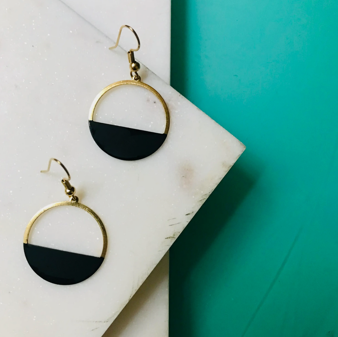 Crescent Earrings in Black or Vanilla Bean