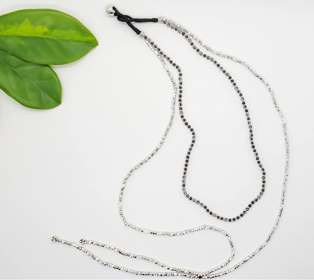 Silver Beaded Double Layer Necklace