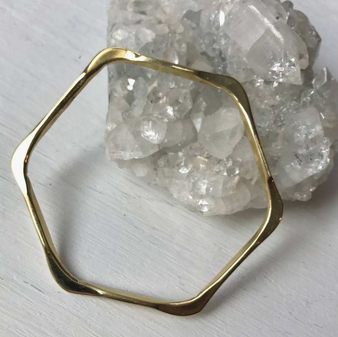 Brass Bangle in Square, Circle or Hexagon