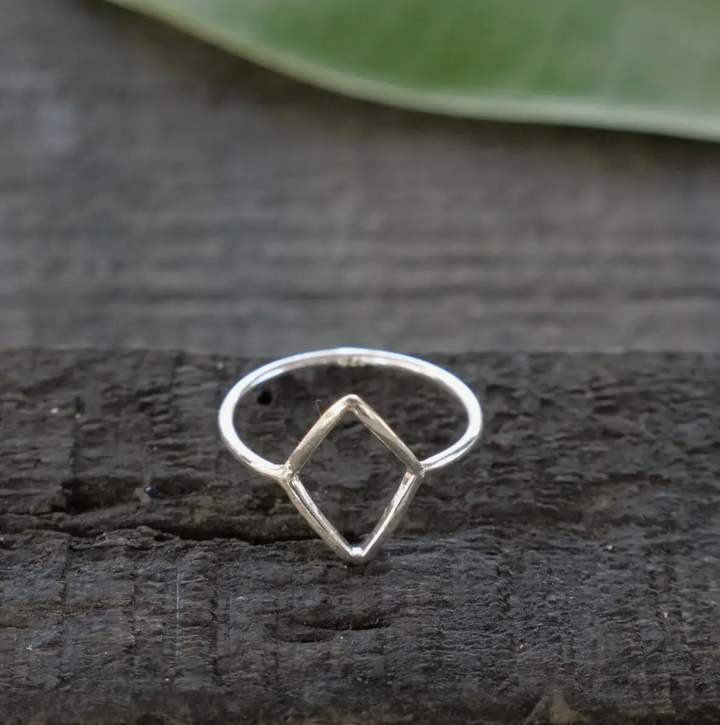 Rustic Diamond Ring in Sterling Silver