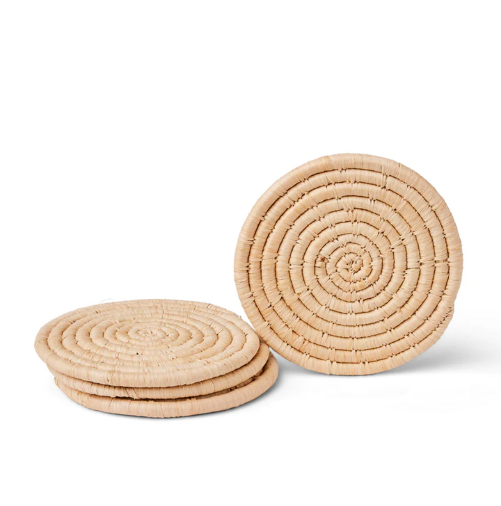 Natural Raffia Coasters, Set of 4