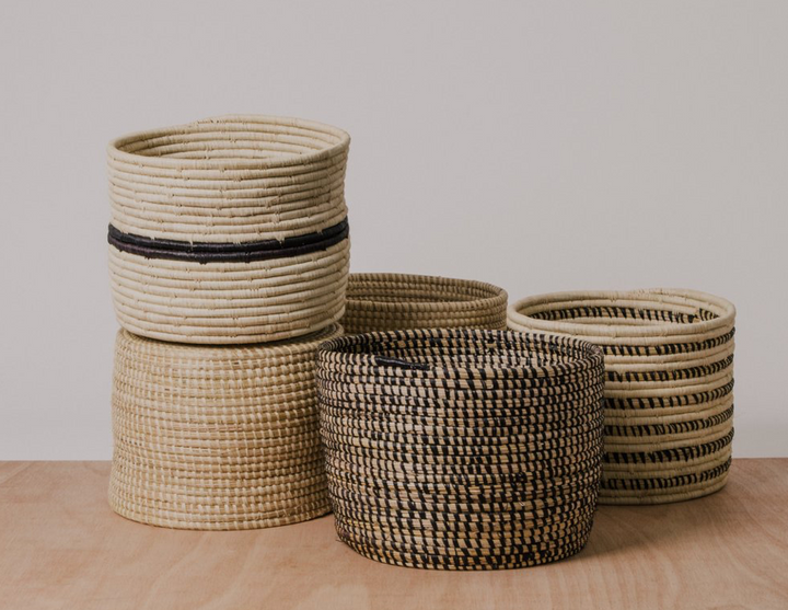 Striped Black + Natural Storage Basket III