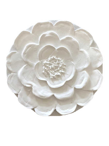 White Round Dahlia on Canvas by Kelly Walker