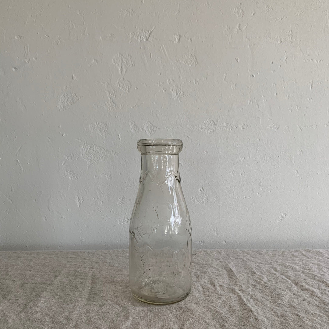 Vintage Hill View Dairy Glass Milk Jug Clear Bottle Orange